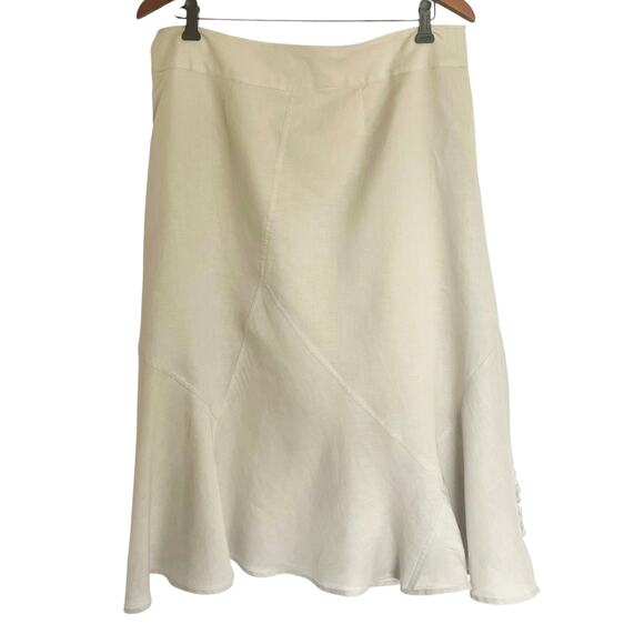 Marisa Christina Linen Blend A-Line Midi Skirt Size 10 Ruffle Swirls Lagenlook - Picture 2 of 8